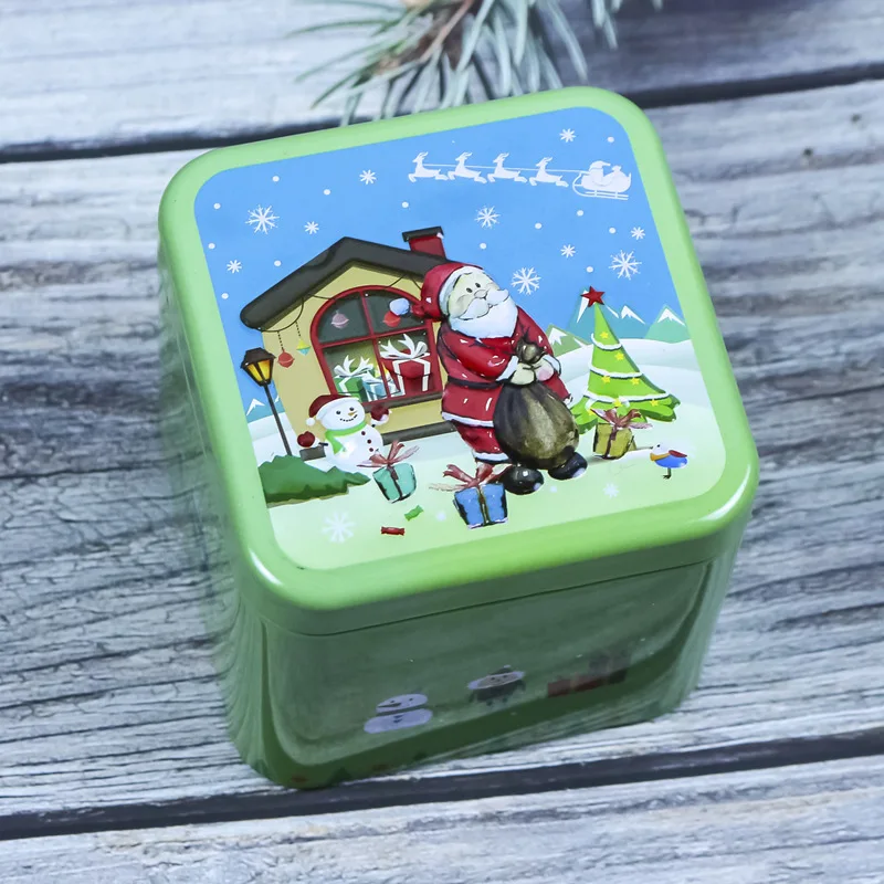 Wholesale Hinged Square Tin Box Small Metal Hinge Packing Tin Box Christmas Tin Boxes for Present