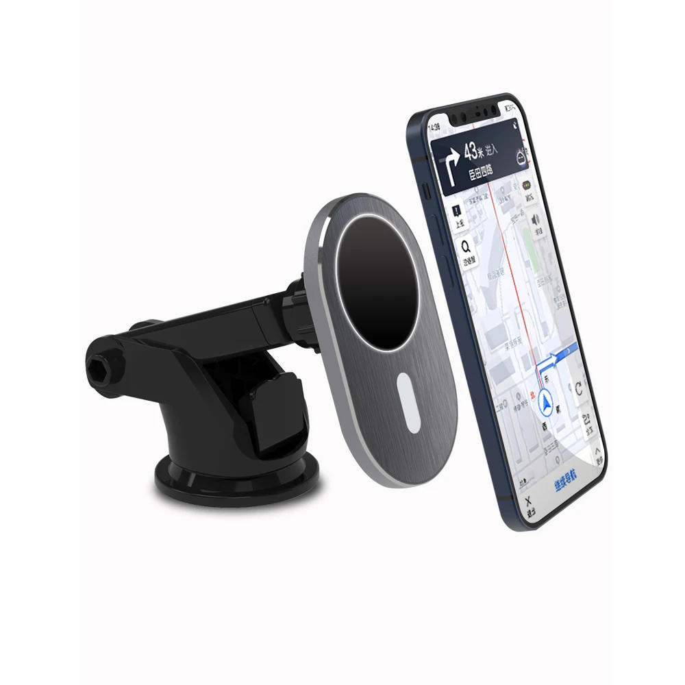 Just Link Magnetic Car Holder Mobile Phone Stand 15W Wireless Charger With LED Light Quick Charging For Iphone