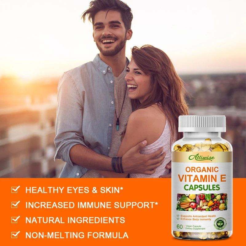 Organic Antioxidant and Emollient Vitamin E Soft Capsule 60pcs Women Skin Whitening Supplement for Face