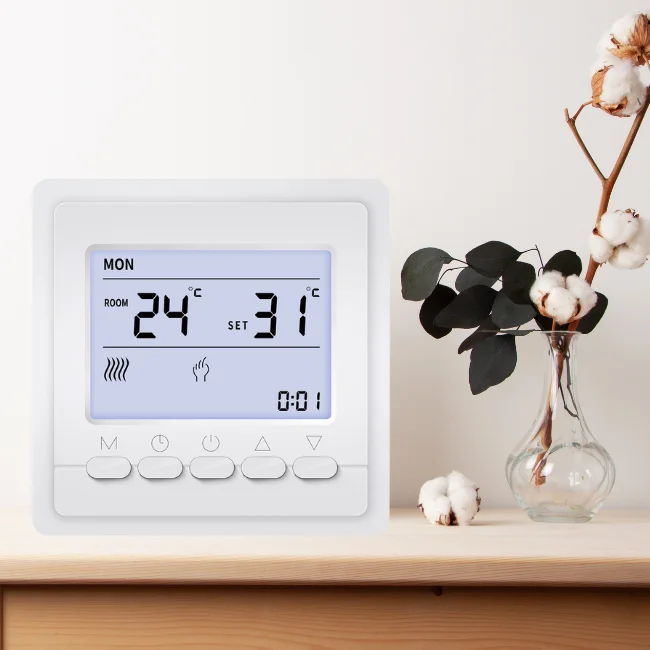 Adjustable Thermostat Home Room Indoor Electric Thermostat For Floor Heating System Button Control Electric Room Thermostat