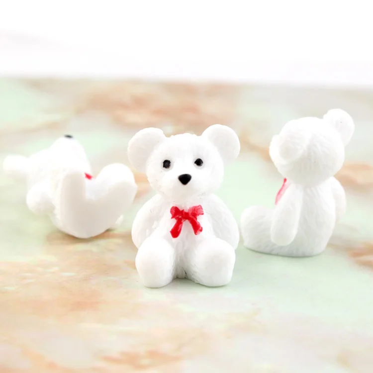 Resin Cabochon cute small white color bear shape resin cabochon for photo setting 3d Resin Bear (1600380900223)