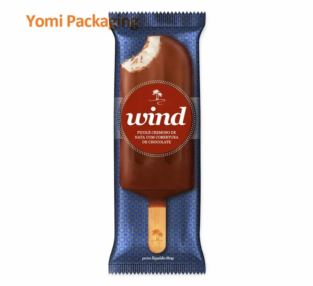 Factory wholesale custom printing food grade snak packaging shrink wrap film popsicle pouch compostable