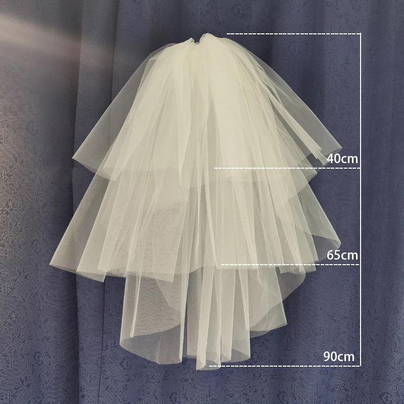 Tulle Three-layer Comb Wedding VEIL Sayabridal bride veils hard tulle yarn puffy  style white ivory black color choose