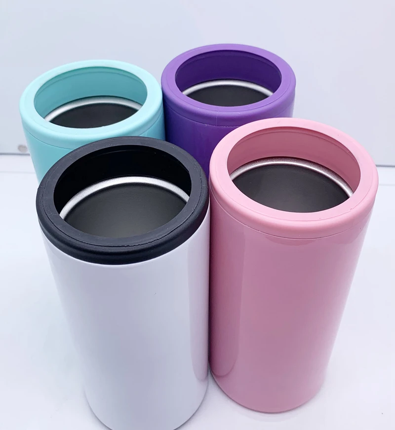 
Skinny Vacuum Cooler Mugs DIY Gifts 12oz Slim Straight Can Insulator Heat Sublimation Blank Can Stainless Steel Can Cooler 