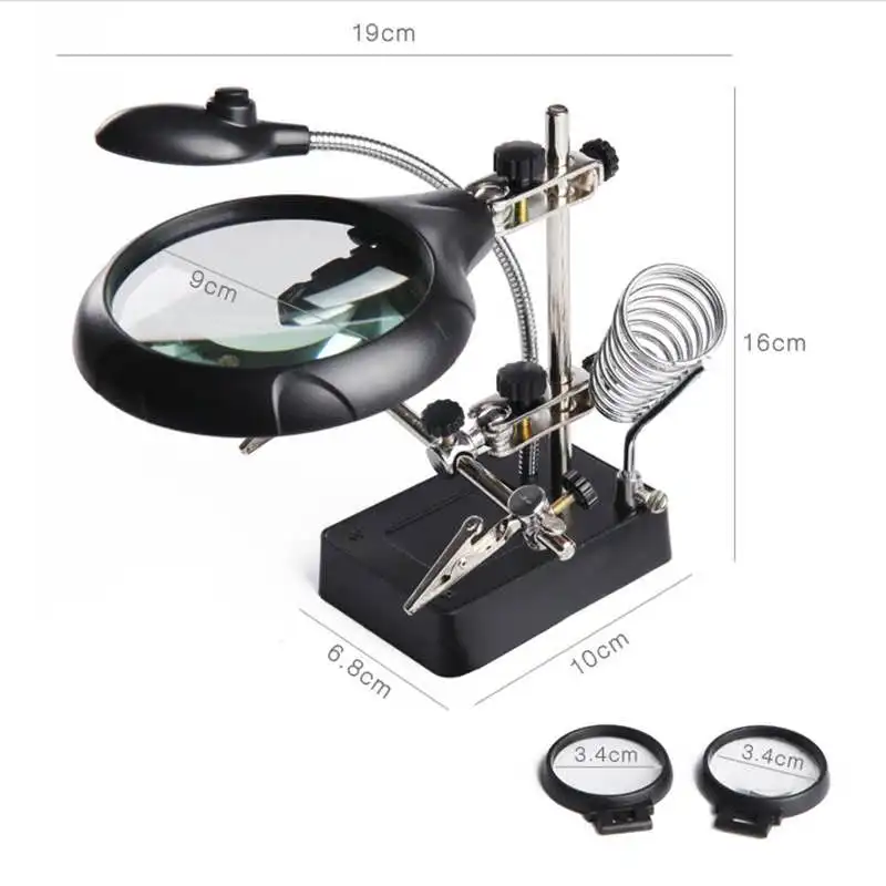 Industrial Electronic Repairing LED Magnifier with PCB Holder and Soldering Stand 2.5X,7.5X,10X