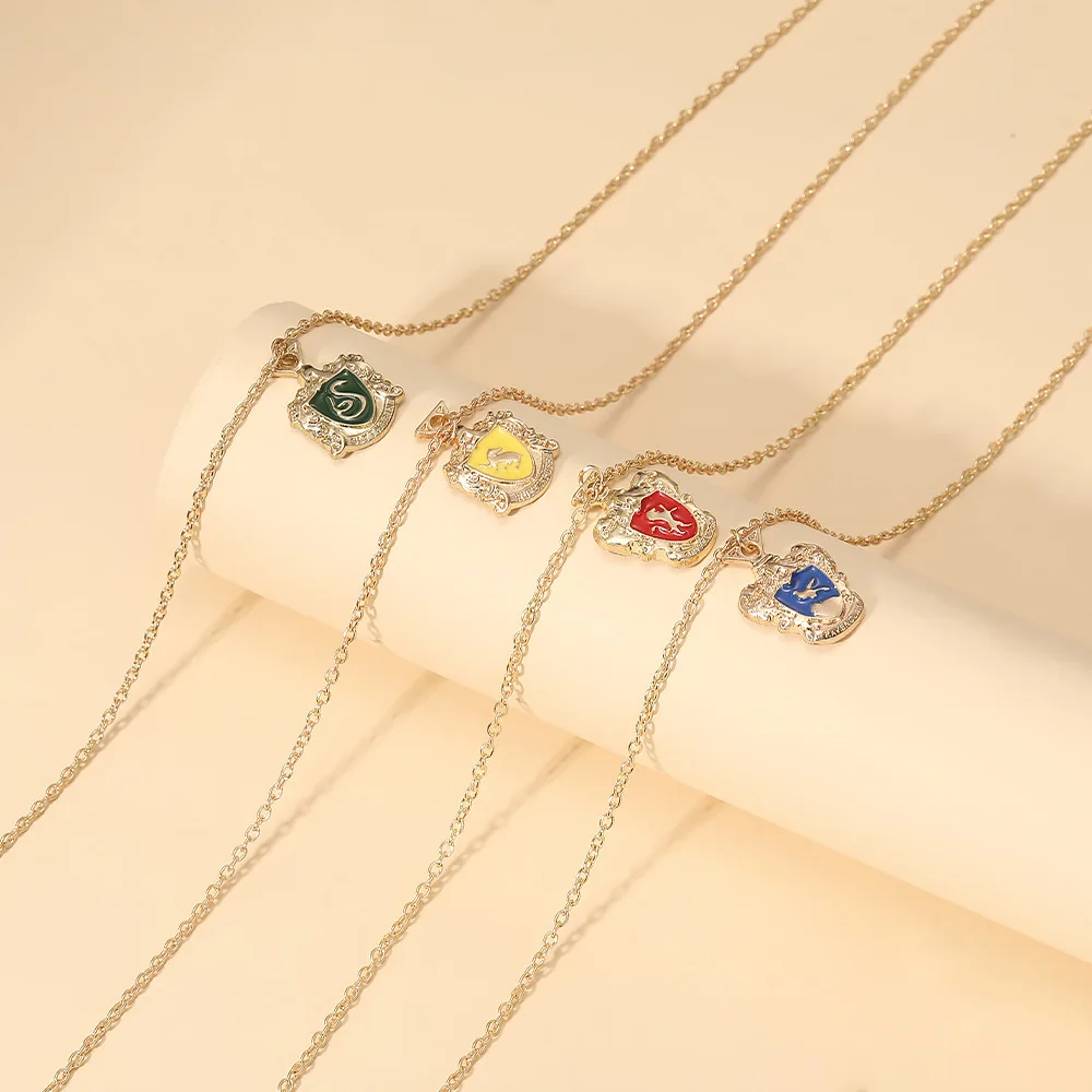 New Harry Potter Academy Medal Alloy Dripping Oil Diy Pendant Fashion Jewelry Necklace For Men Women