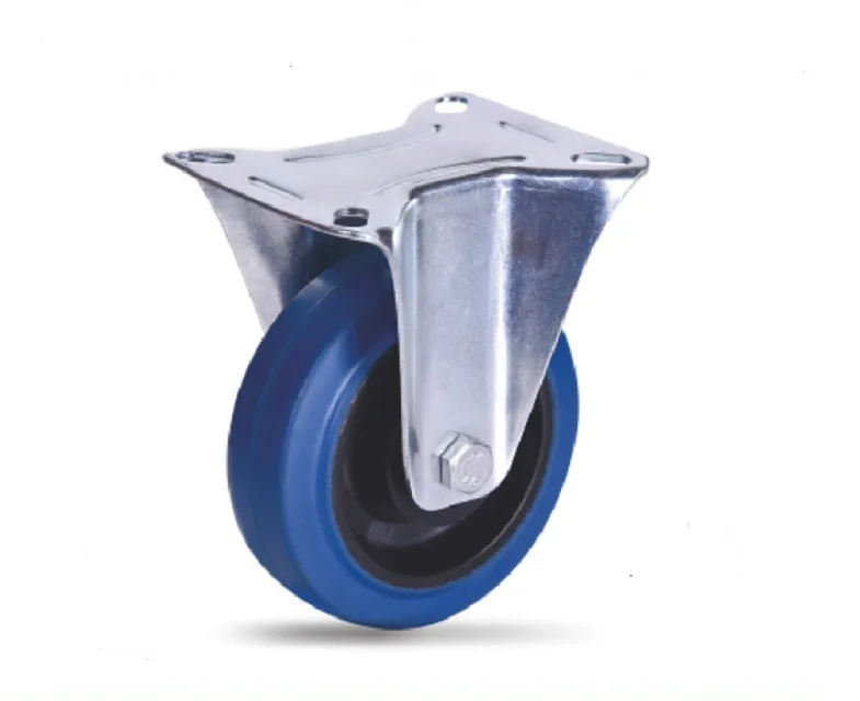 100mm Industrial Medium Duty Rigid Caster Elastic Rubber Castor Wheel