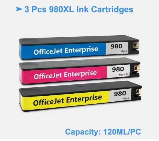 Pigment Ink For HP 980XL 980 Compatible Ink Cartridge With Dye Ink For HP Officejet Enterprise X555xh Printer
