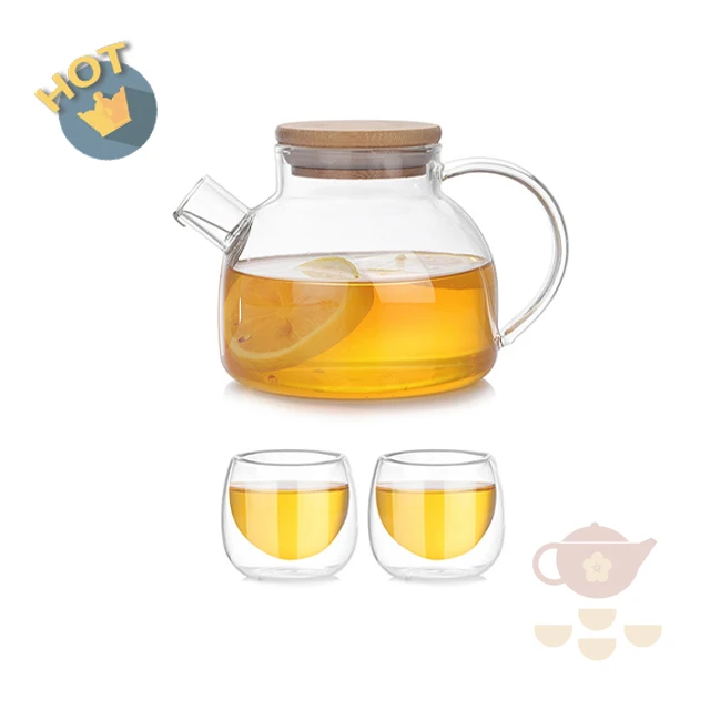 High Borosilicate 17oz Nordic Style Teapot Coffee Gift Set Tea Pots And Tea Cups