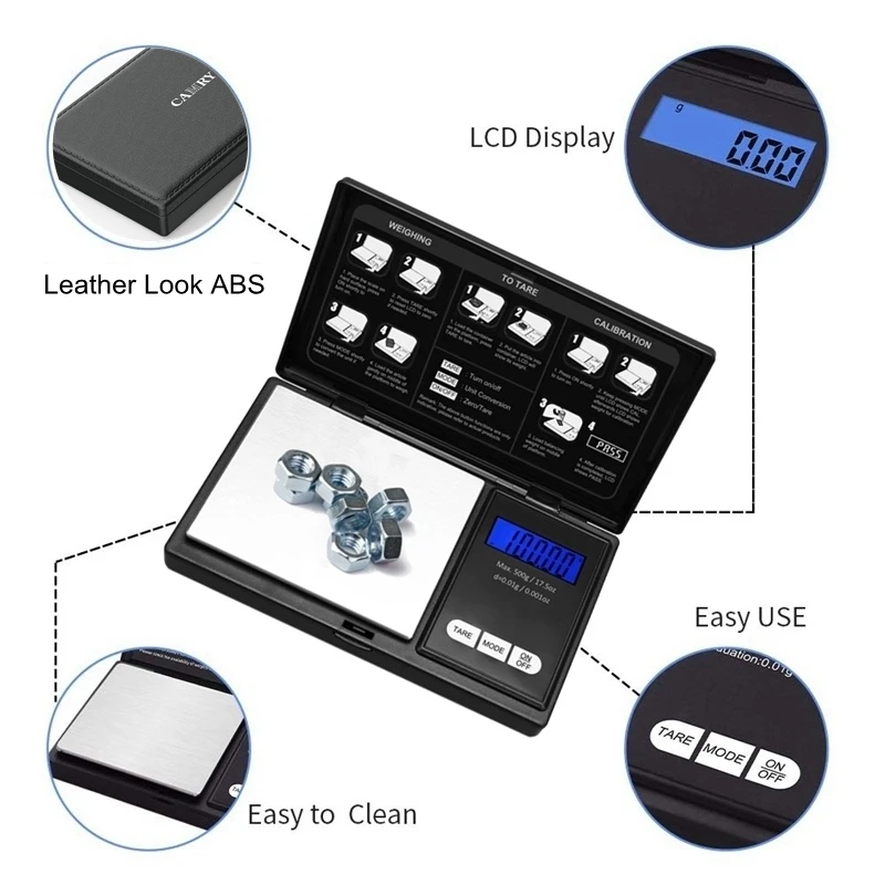 Original Factory Weighing Scales Mini Portable 0.01g 500g 200g Jewelry Weight Gram Balance Electronic Digital Pocket Scale