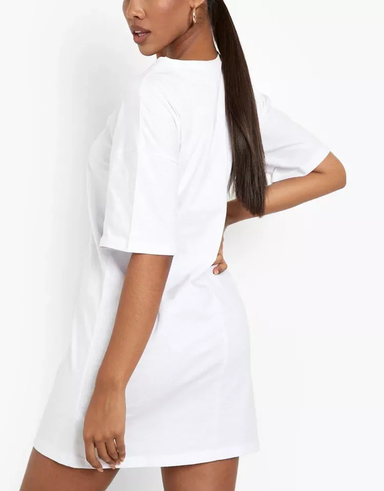 2022 Summer Casual Women daily Wear white tshirt 100% cotton tee shirt custom Logo t shirt dress