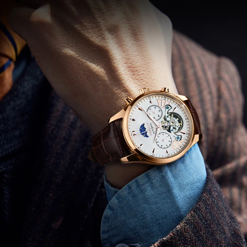 Best-selling Style Leather Band Automatic Movement Watches in Wristwatches 911