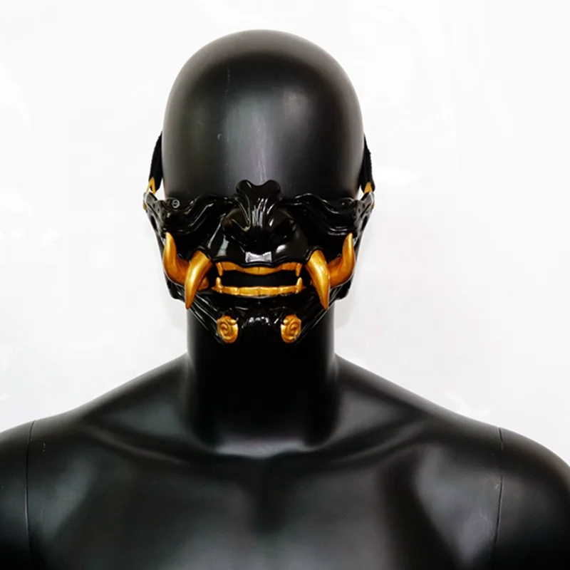 Halloween warrior, knight mask cosplay horror half face , anime peripheral weapon resin demon prom decoration war game play