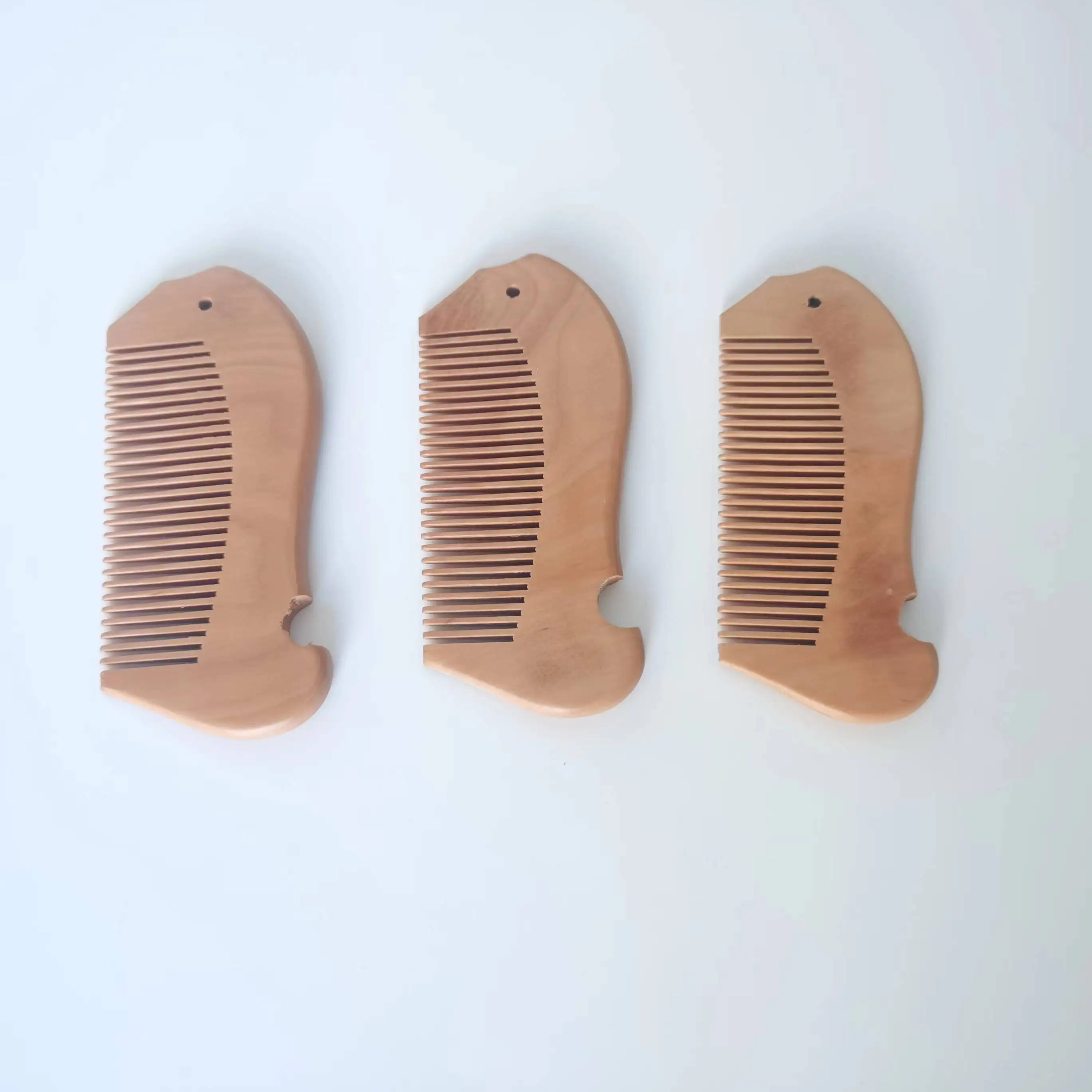 Small Custom Black Peach Wood Wooden Beard Neem Baby Massage Tail Wide Tooth Hair Comb Brush Set Natural