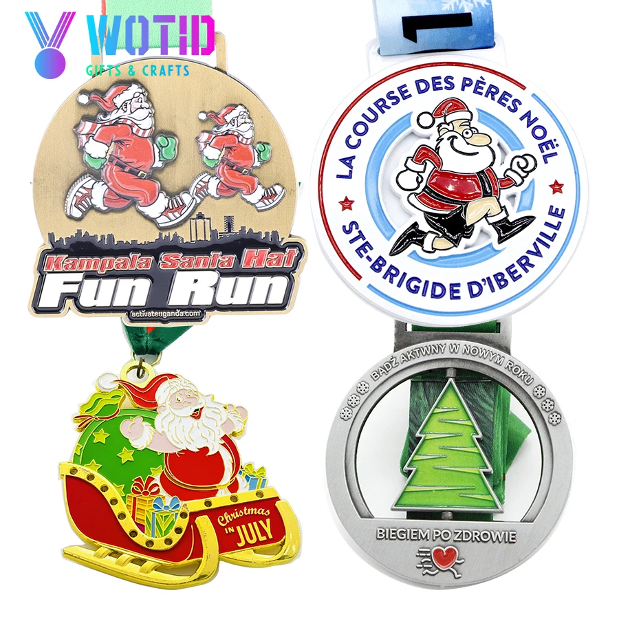 Прямая Продажа с завода металлическая медаль для бега в виде индейки рождественские украшения Санты сублимационный фестиваль УФ-печатью спорта