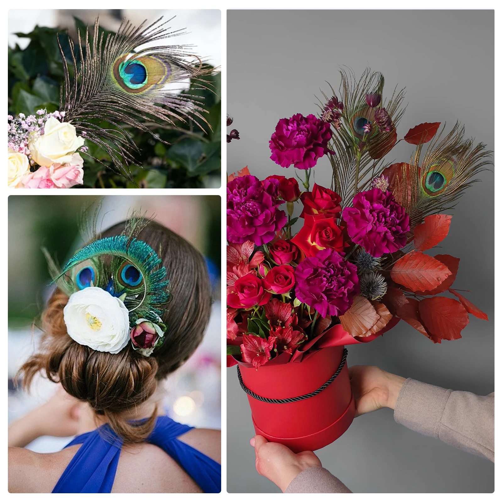25-30cm High Quality Large Decor Feathers Natural Bulk Peacock Feathers for Centerpiece Decoration
