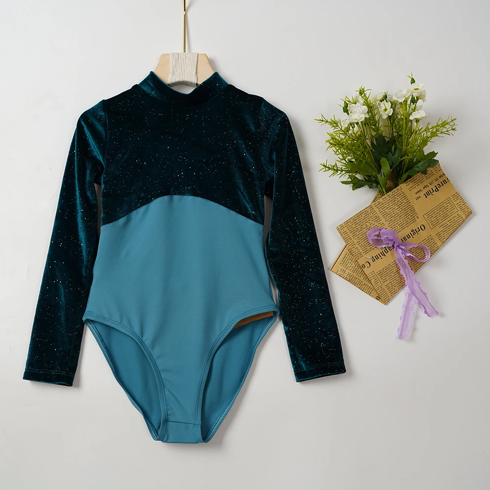 2024 autumn new arrivals hot selling spandex velvet black and red kids girls dance ballet leotards