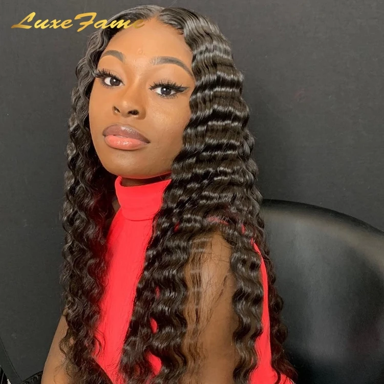 Hot sale 30 Inch Brazilian Deep Wave Human Hair,Afro Kinky Curly Wigs Human Hair Lace Front,Water Wave Peruvian Human Hair Wig