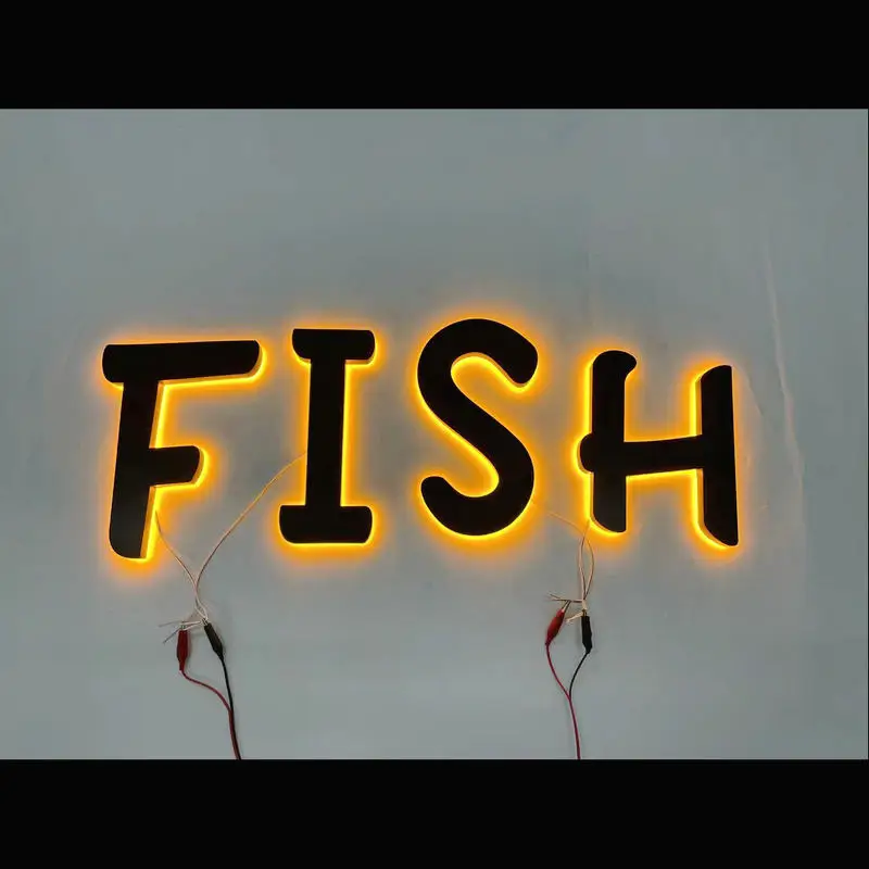 Custom logo business halo lit stainless steel 3D channel letters illuminated signage metal shop sign board