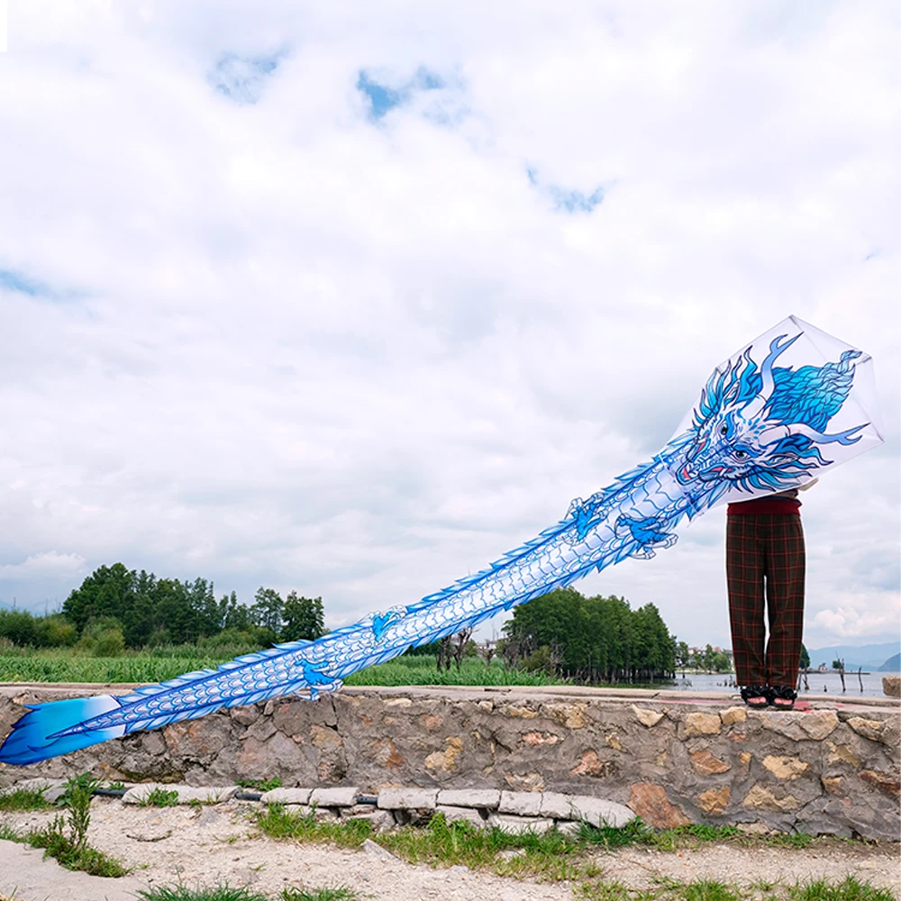Hot Sale White Dragon Kite New Design Model Polyester Fiberglass Frame Outdoor Games OEM Customized Wholesale