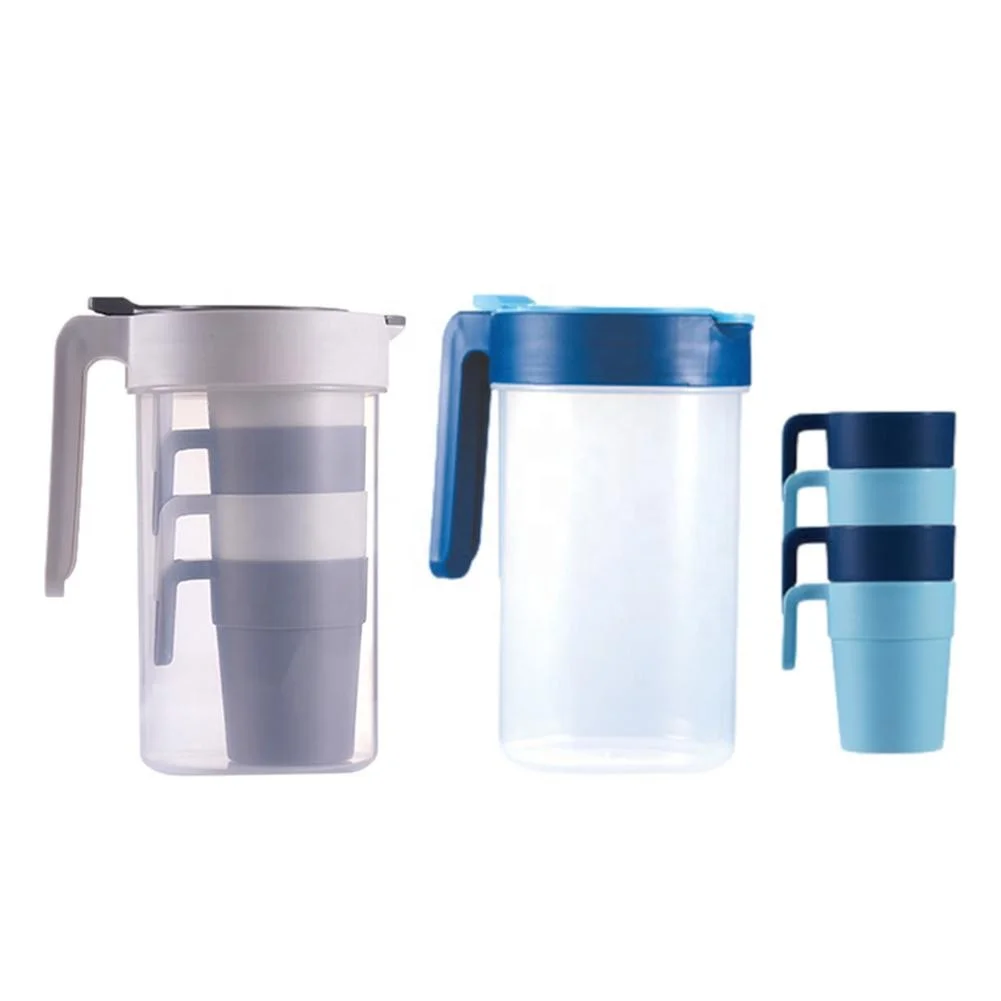 1800ML Water Filter Pitcher with 4 cups Household Heat-Resistant Cold Kettle set Juice Ice Tea Wine Beverage Dispenser