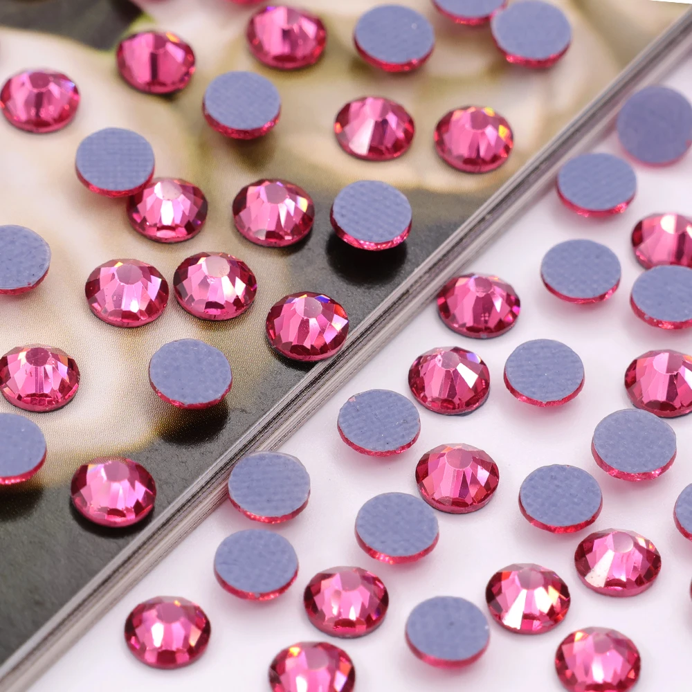 CJ customizable glass rhinestones bulk wholesale hot-fix high quality flat back rhinestones ss4 ss6 ss8