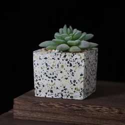 Wholesale matte wedding decoration indoor outdoor terrazzo home decor artificial bonsai succulent plants with pot