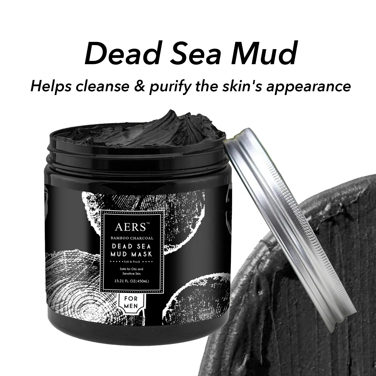 Customizable Dead Sea Mud Mask 450ml - Black Theme, Professional Design Services, MOQ 1000