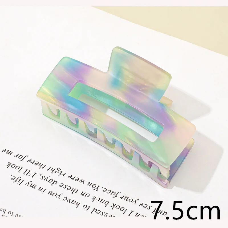 Hot Sale fashion simple hair accessories square 7.5cm acetate hair clips geometric hollow out women hair claw clips