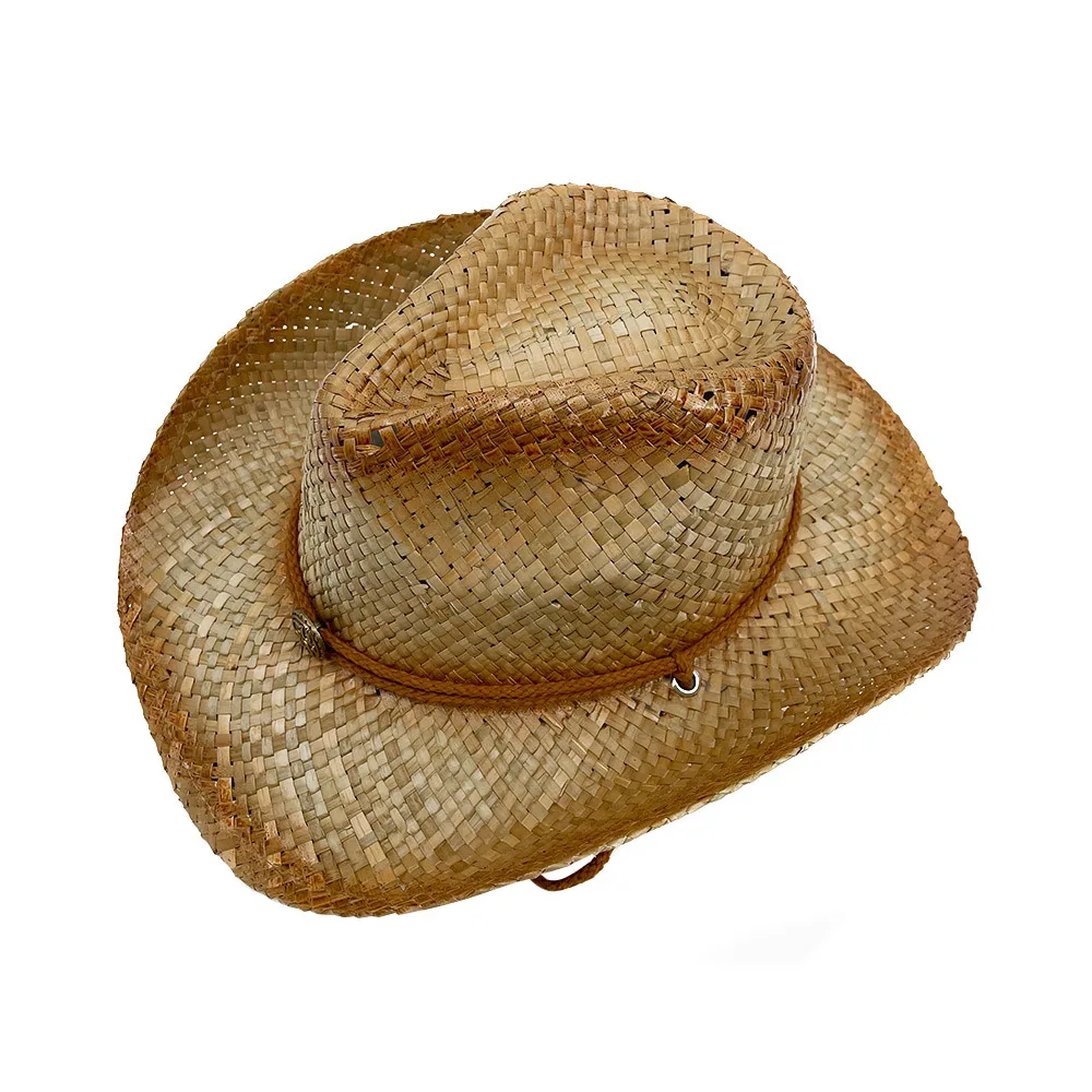 Wholesale Fashion Woven Plain Western Shapeable Cowboy Straw Hat With String