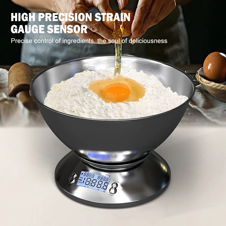 High Precision Sensor LCD Display ABS Stainless Steel Digital Household Countdown Timer Food Kitchen Scales