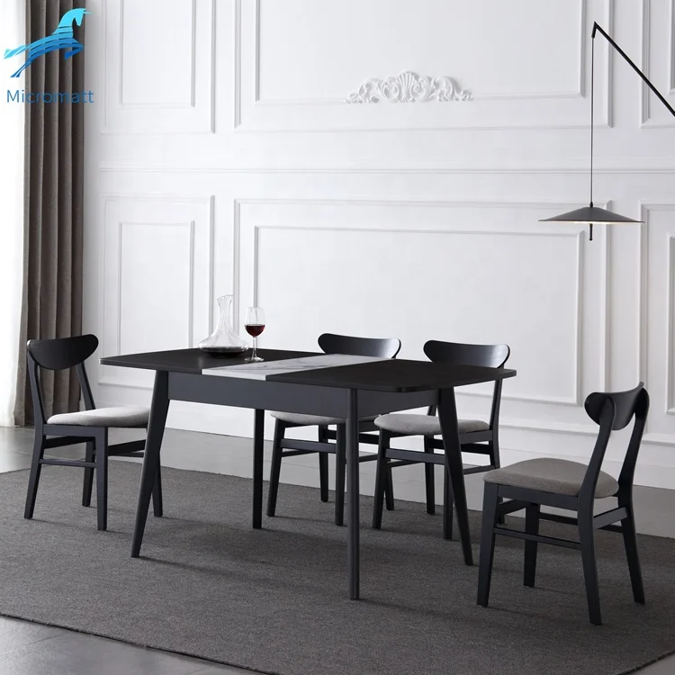 Wholesale Italian Style 1 Table 4 Chair Dining Room Furniture Black Color Retangular Melamine Board Folding Table Set