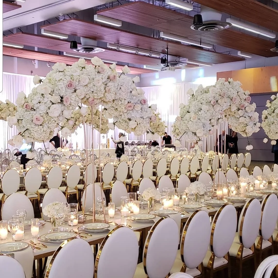 Round Back Stainless Steel Leg Gold Wedding Chairs for Rental and Wholesale