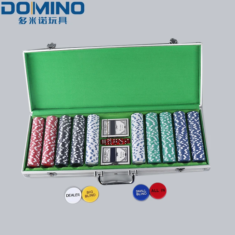 Custom 500 Pieces Casino Poker Chips 2 Playing Cards Aluminum case Poker Set