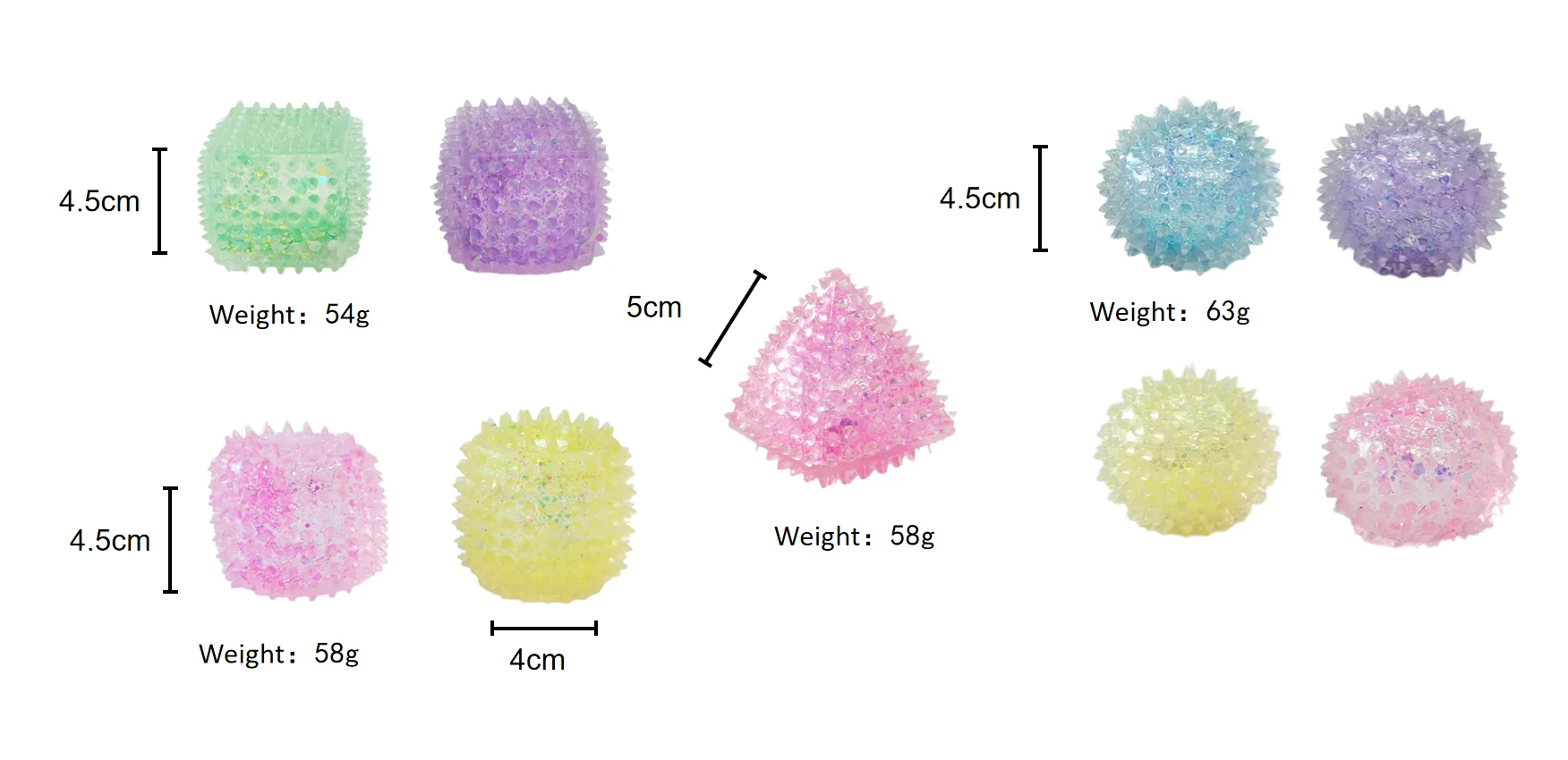 2024 New Design Tension Relief Toys Hand Exercise Balls for Relax Ice Cube Stress Ball for Children Party Favor