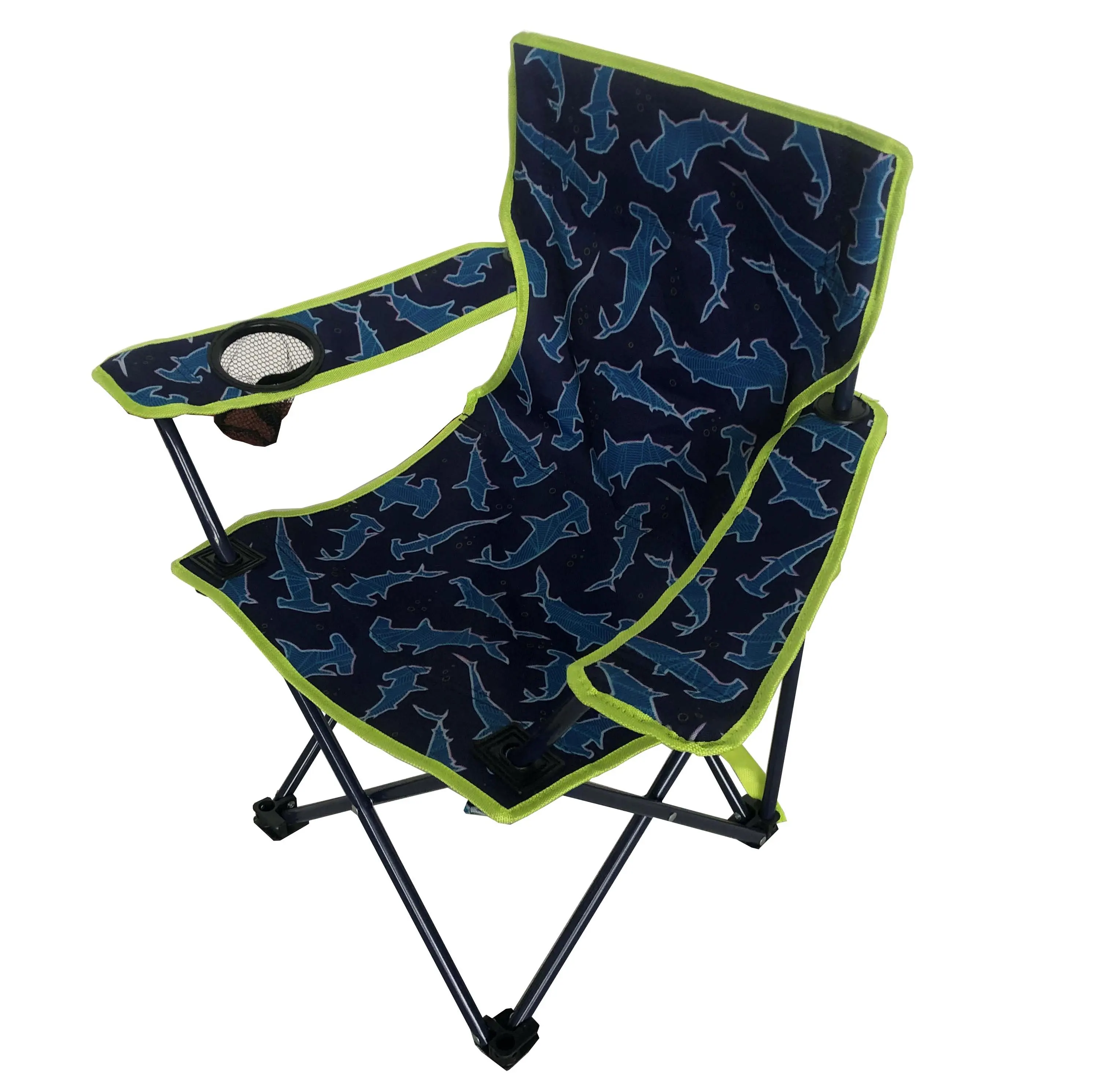 
compact portable safety fancy cartoon design shark and unicorn paint padded folding camping kids chair with armrest 