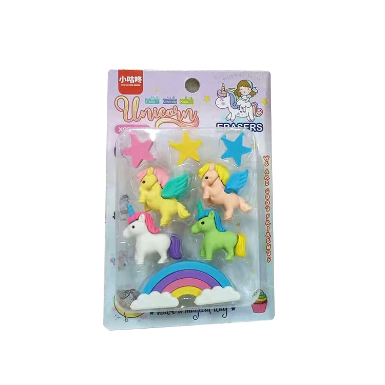 fancy cheap cartoon kids rainbow eraser cute animals rubber unicorn eraser for children