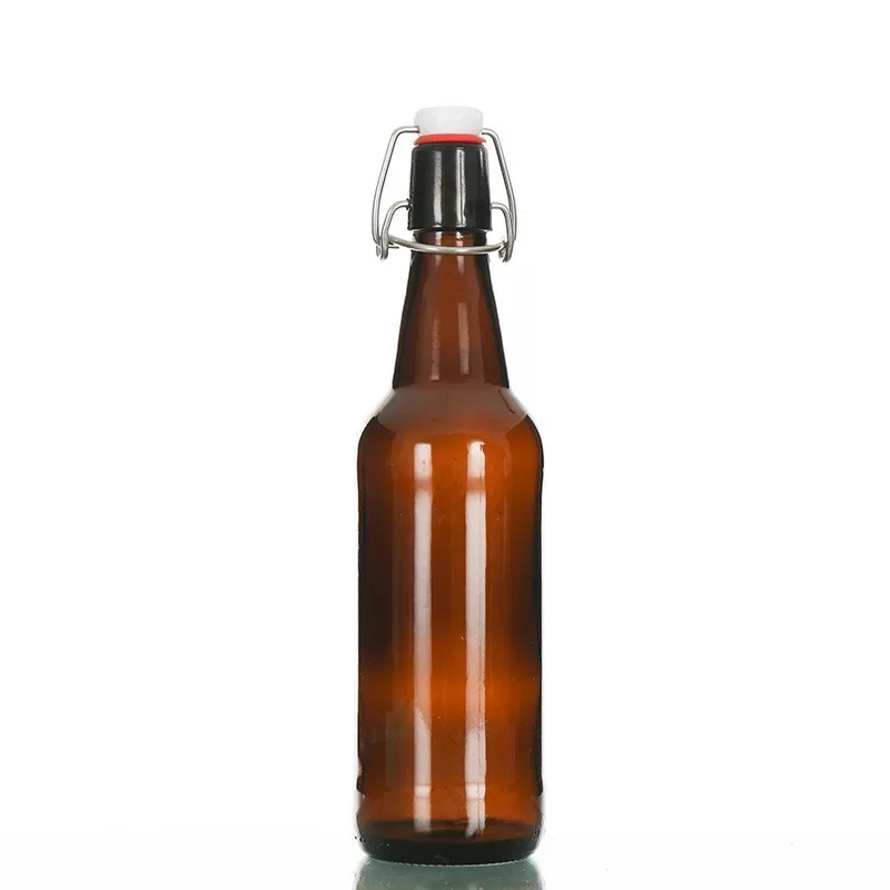 Hot Selling High Quality 330ml 12 oz Home Brew Amber Kombucha Glass Beer Bottle with air Tight Line Flip Swing Top Lid