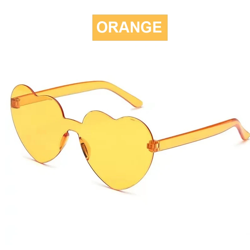 Heart Shaped Sunglasses Transparent Candy Color Heart Frameless Glasses Party Favors