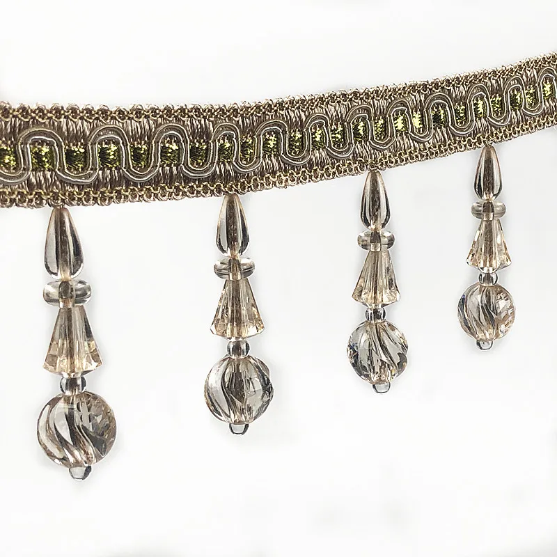 Multicolor 12.5 Yard Braid Beaded Pendant Curtain Tassel Hanging Ball Fringe Trims For Home Decoration