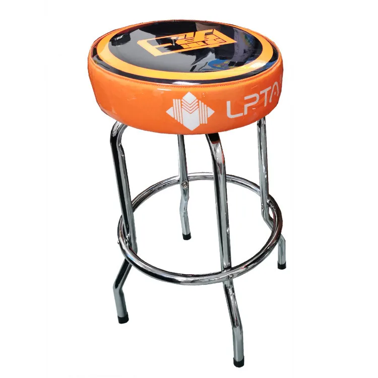 Garage Shop Stool with Padded Seat and Steel Chromed Legs in bar and Counter Height