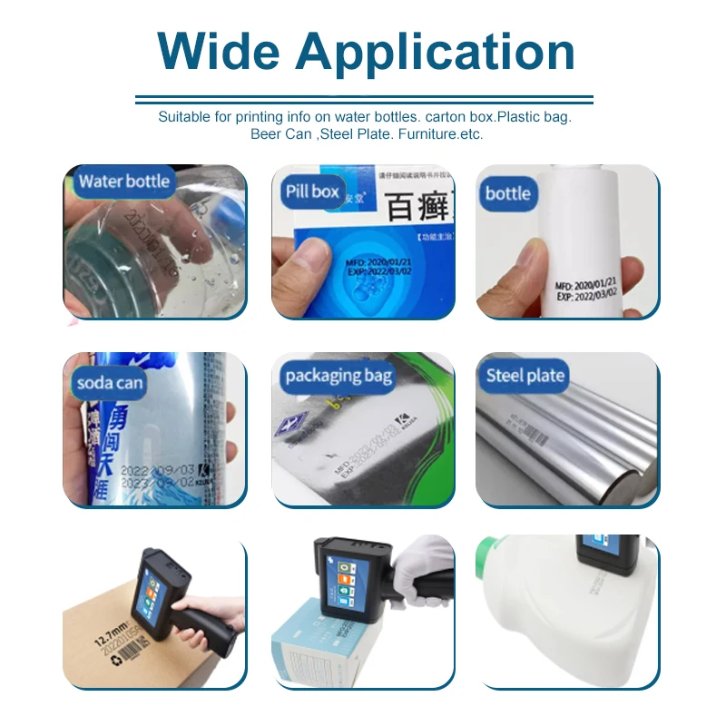 Handheld Inkjet Printer Expiry Date Coding QR Code Barcode Logo Hand Printer Portable Handheld Thermal Inkjet Printer