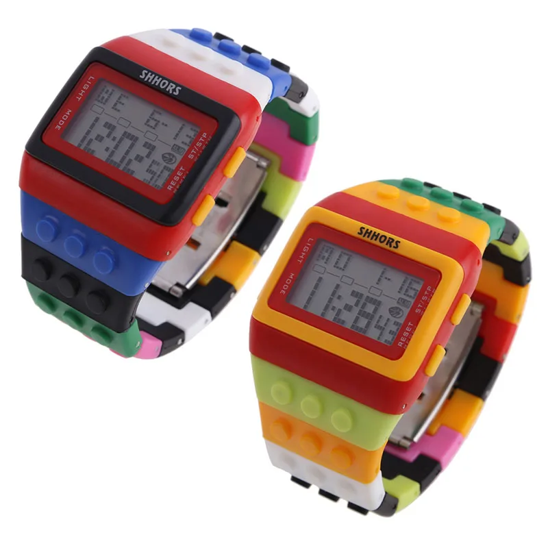 Retro Chic Unisex Digital Constructor Multi Function Watch Colourful Sports
