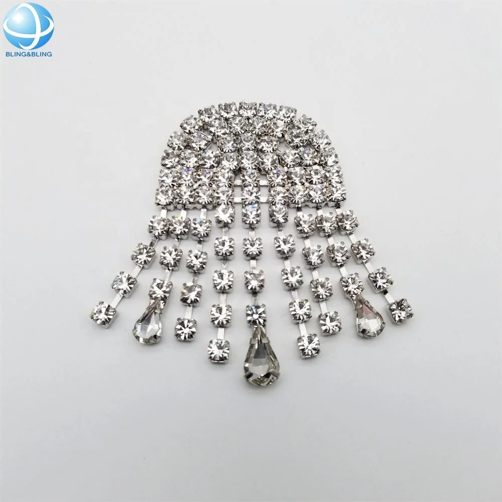 Sparkling Crystal Tassel Patch Rhinestone Applique For Clothing Accessories DIY Handmade Bag Shoe Buckle Hat Ornament Brooch pin