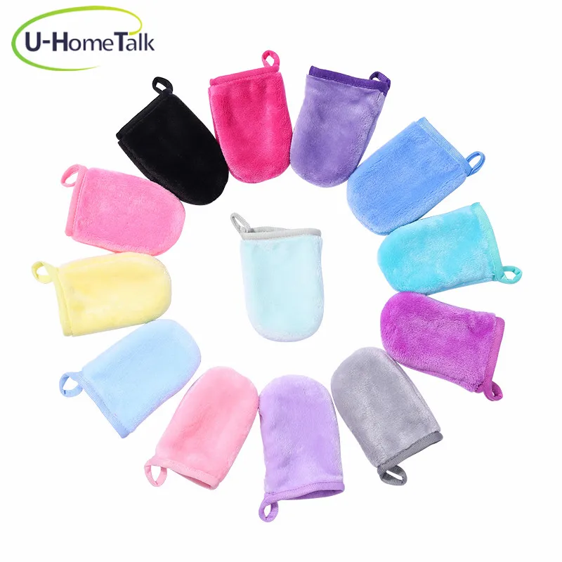 Custom LOGO Soft and Skin Friendly Microfiber Makeup Remover Mitt Face Clean Gloves Body Facial Massage Mitt