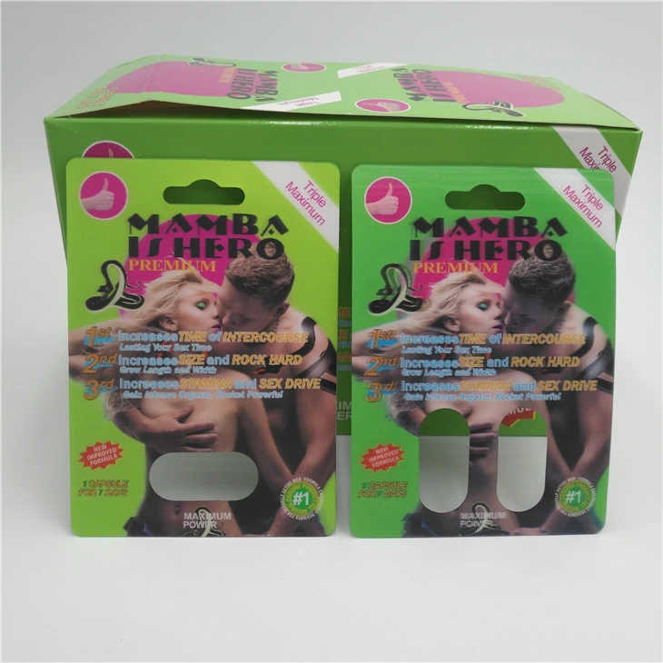 Free Design Black Red Green Super Mamba Blister Paper Cards Plastic 3D Sex Pills Packing Cards Mamba is Hero Cards capsule