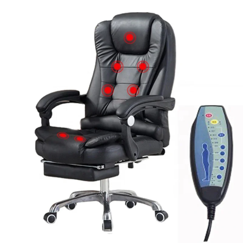 luxury black pu leather high back tall office executive chair 7 point heated massage office chair