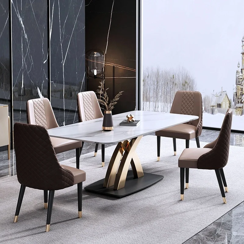 Modern gold dining table luxury dining table set 6 seater esstisch gold dining room sets