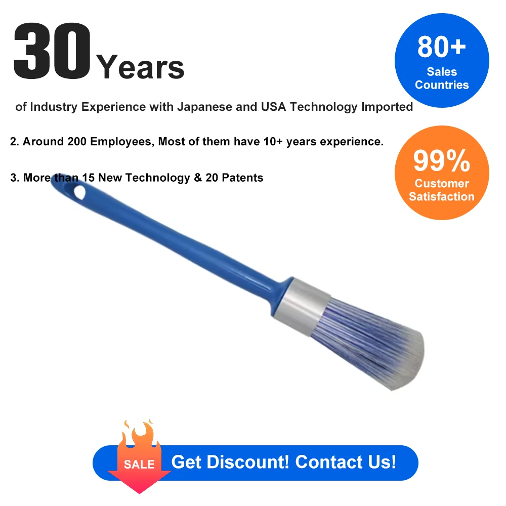 CHOPAND Eco-Friendly Custom Size Polyester Material Blue Round Handle Wall Paint Brush Set