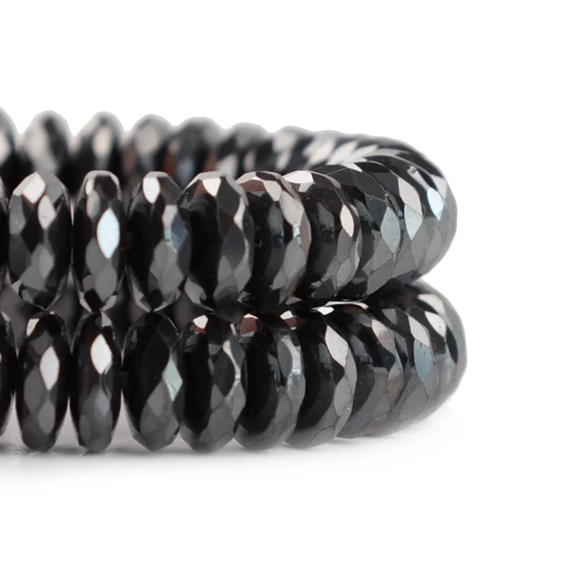 Wholesale Handmade 8mm Diy Magnet Beads Natural Stone Faceted Black Hematite For DIY Making Bracelet